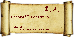 Psenkó Adrián névjegykártya